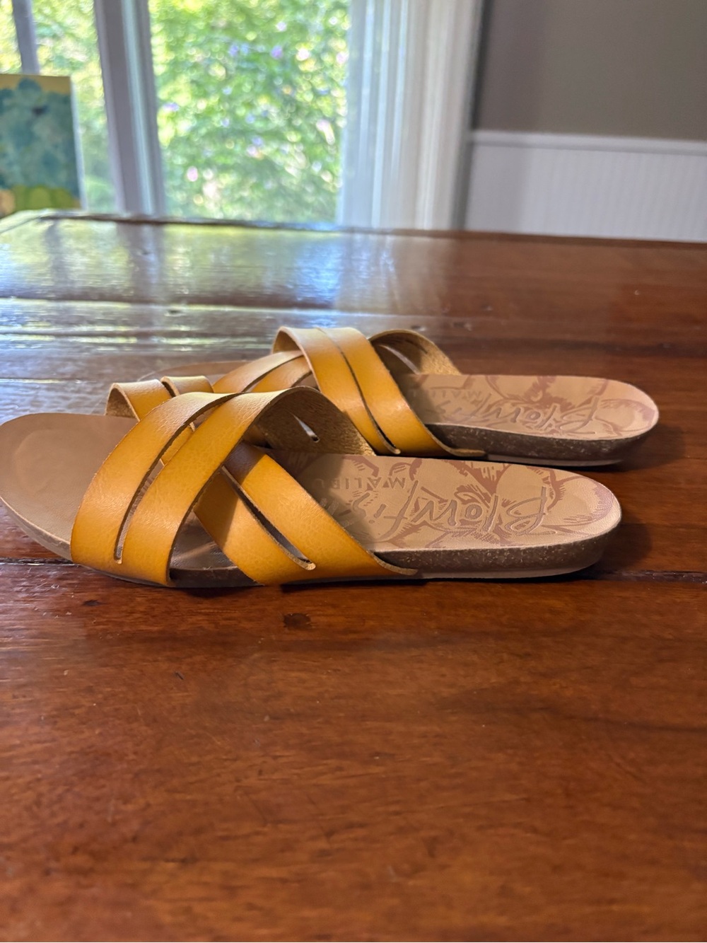 Blowfish Mustard Yellow Crisscross Slide Sandals